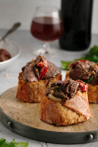 Chicken Livers With Onions On Baguette.