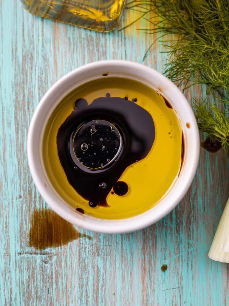 oil and vinegar in a bowl