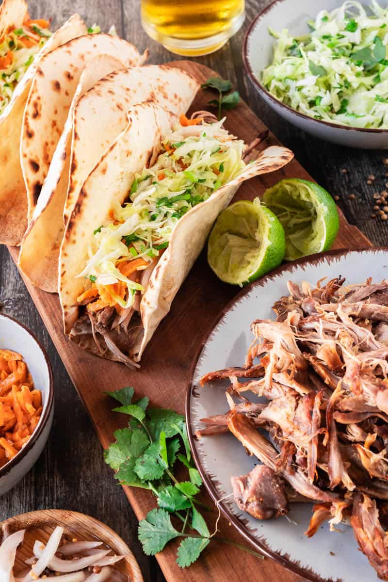 lamb tacos on cutting board