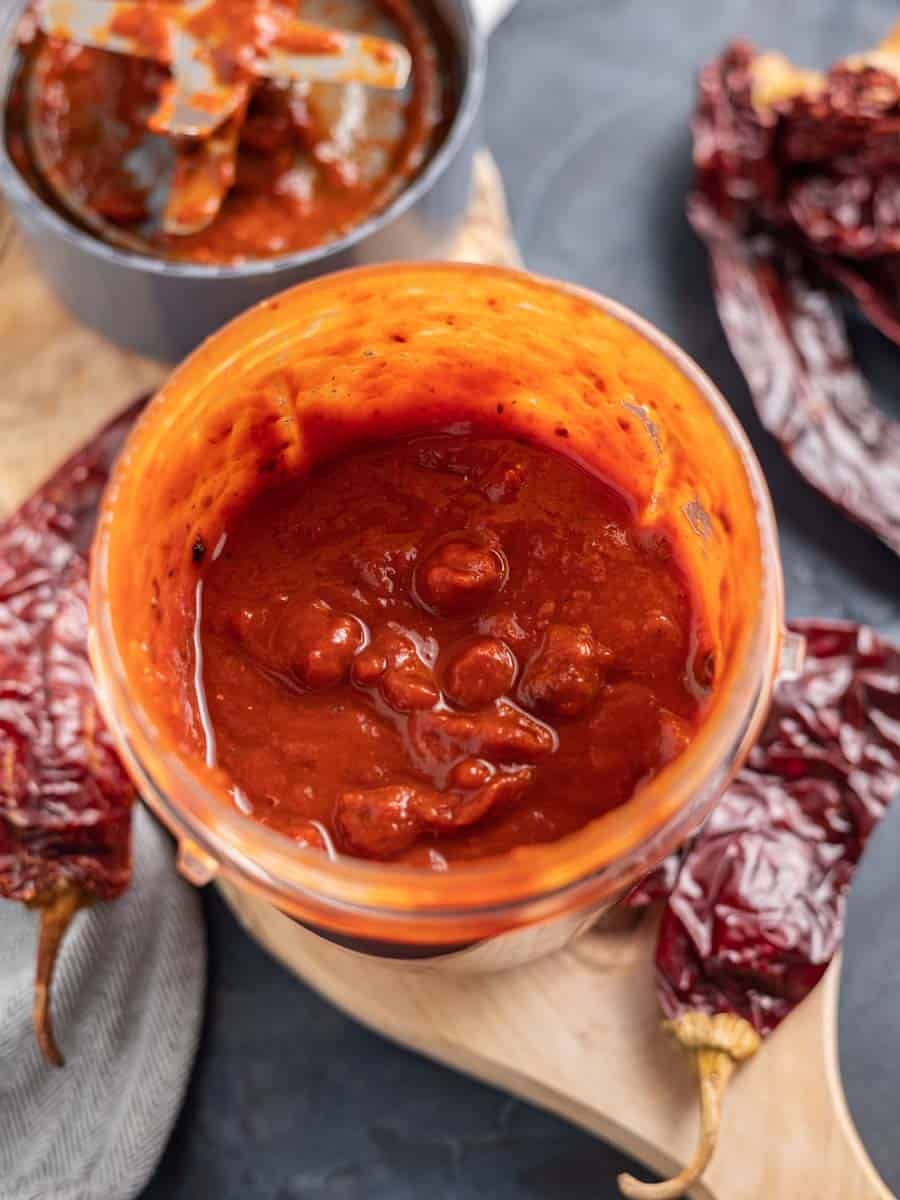 dried chile adobo in a food processor