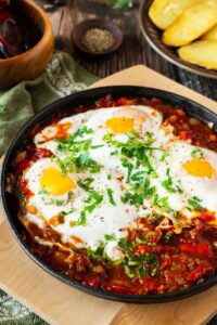 Mexican Baked Eggs in Pan.