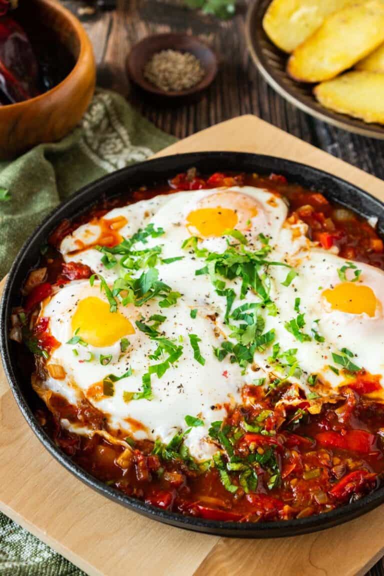 Mexican Baked Eggs in Pan.
