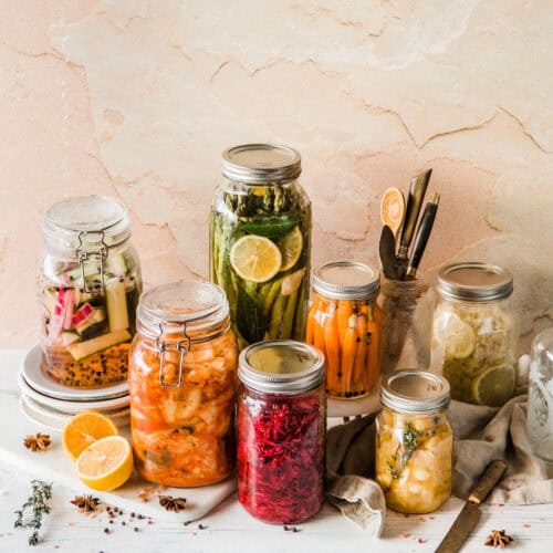 Pickled Vegetables in Jars.