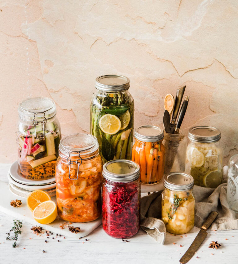 Pickled Vegetables in Jars.