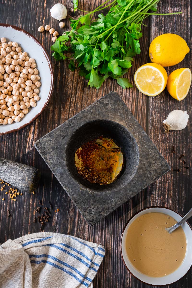 Vadouvan Hummus ingredients.