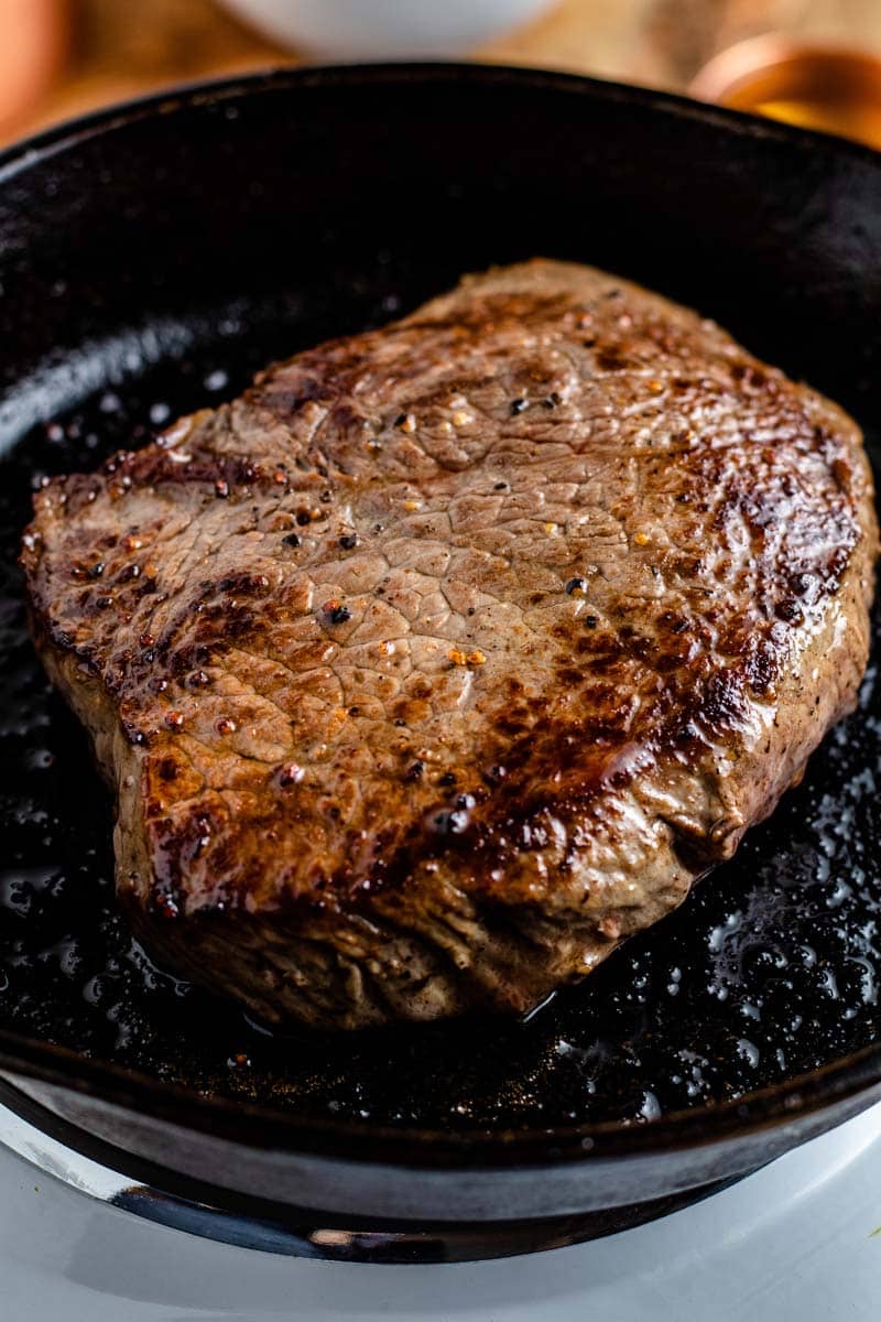 steak in cast-iron
