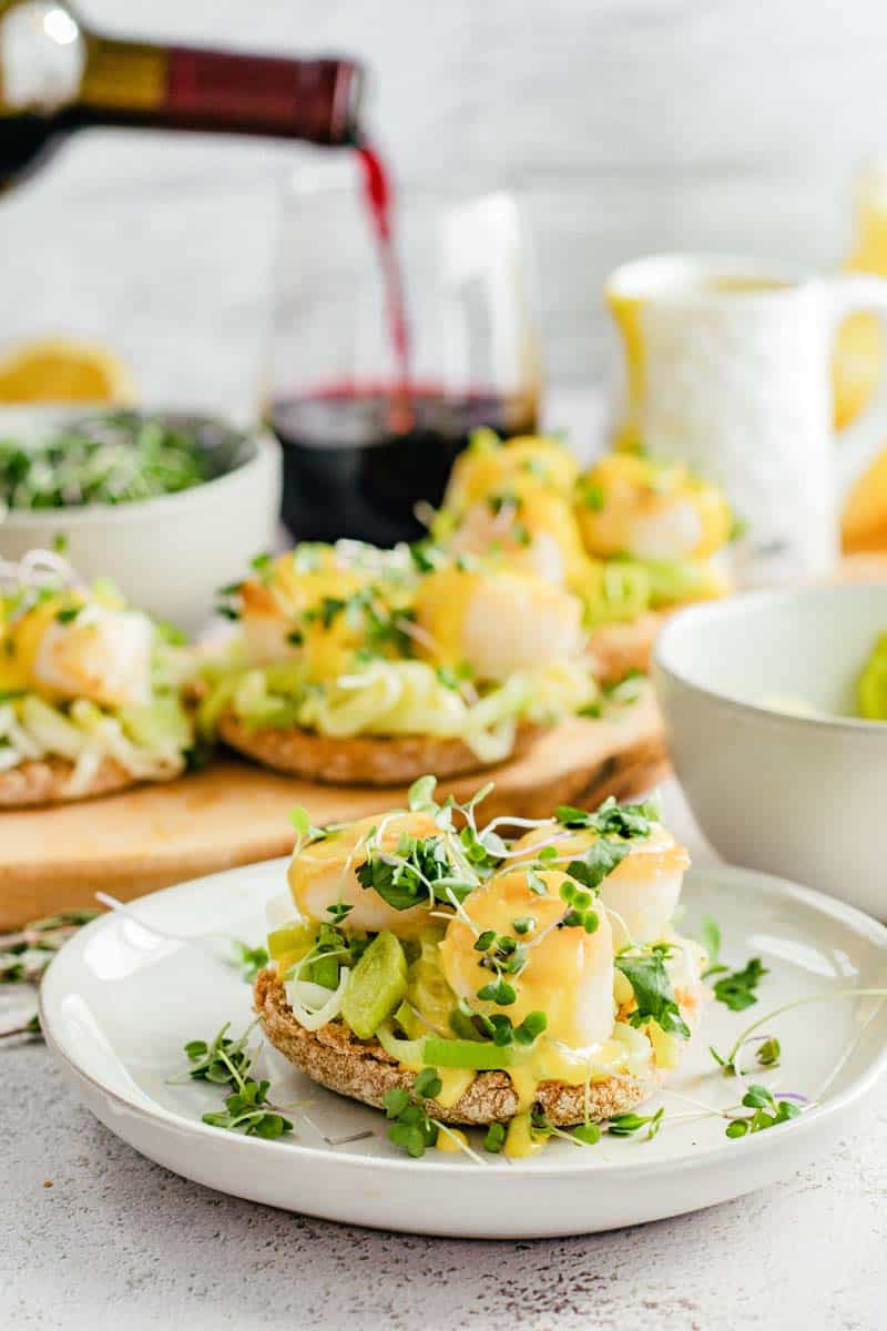 scallop benedict on plate