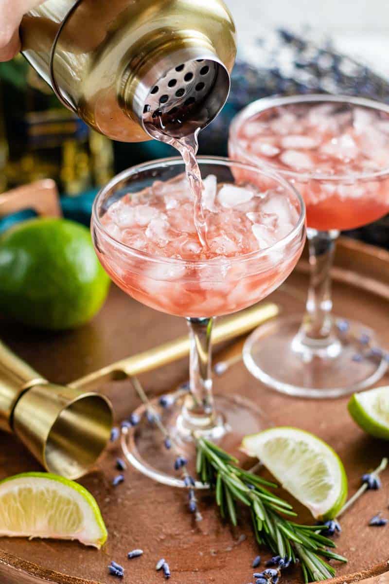 gin creme de cassis cocktail on glass