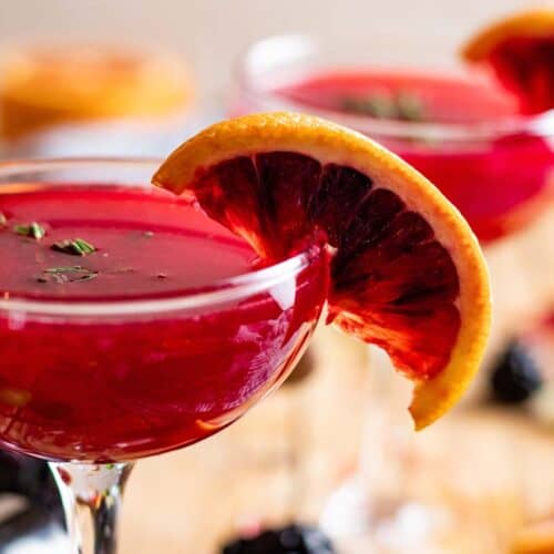 blackberry mezcal margarita in glass