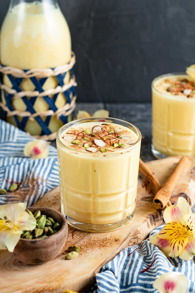 passionfruit lassi in glasses