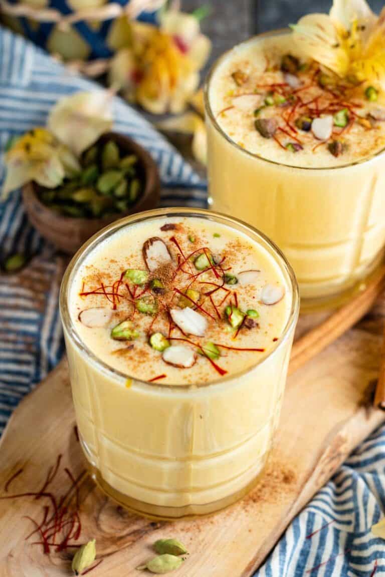 passionfruit lassi in glasses