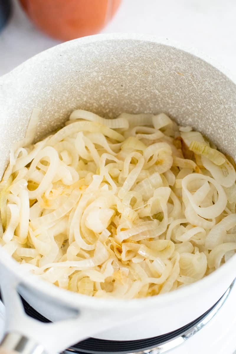 lightly caramelized onions in a pot