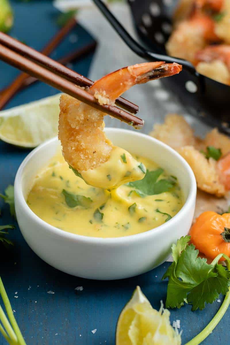 fried shrimp dipped in mango habanero sauce