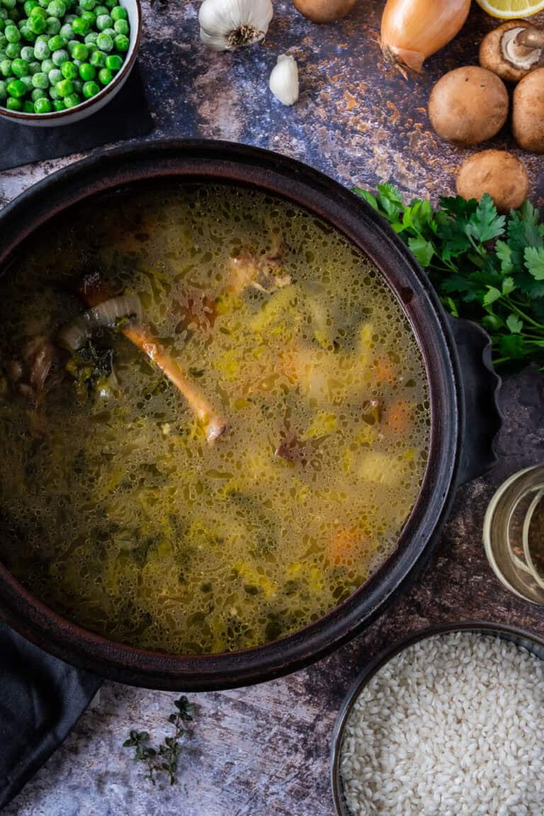 lamb broth in pot