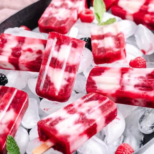 masala berry popsicles on ice