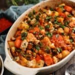 sabji in a casserole dish
