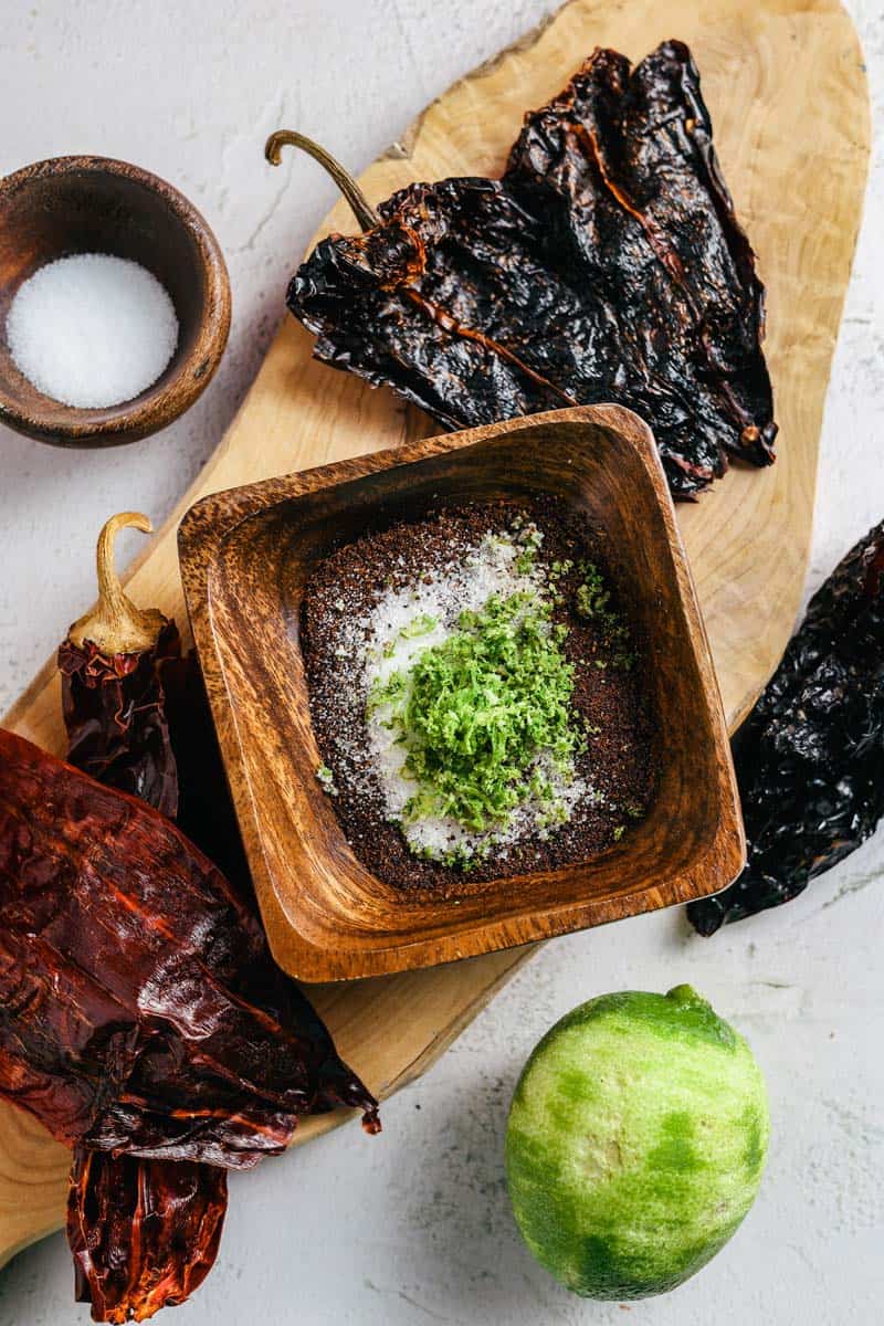 chile lime salt in a dish