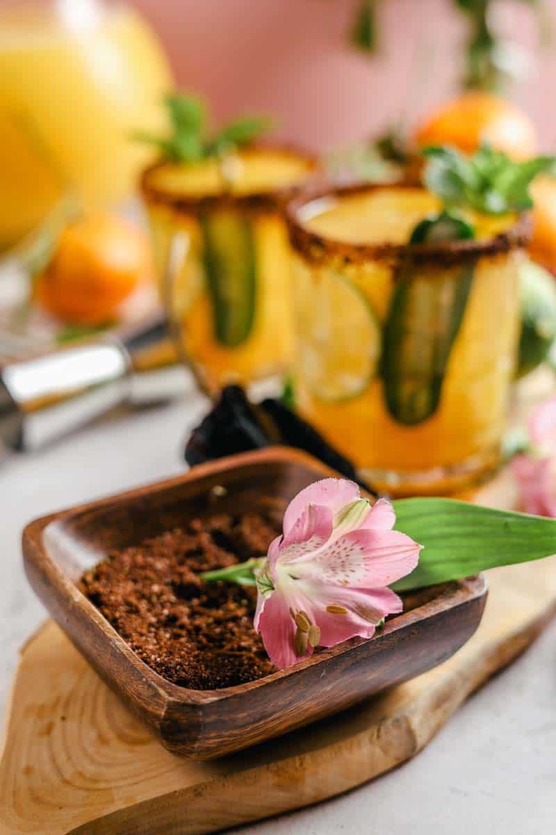 chile lime salt in a dish