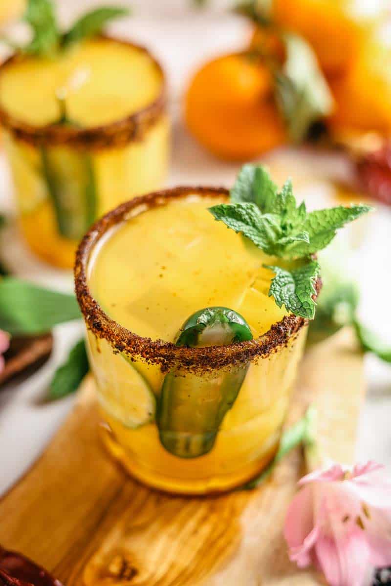 jalapeño margarita in a glass