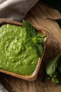 mint chutney in dish