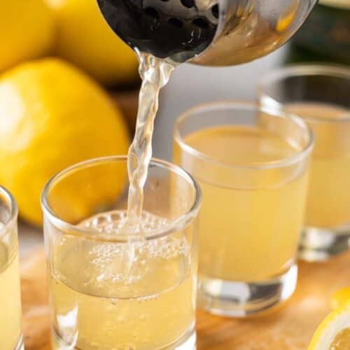 green tea shots in glasses