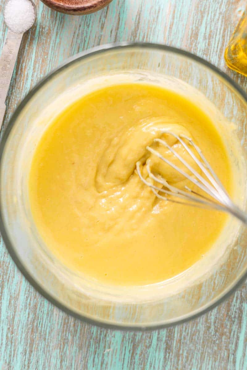 lemon aioli in a mixing bowl